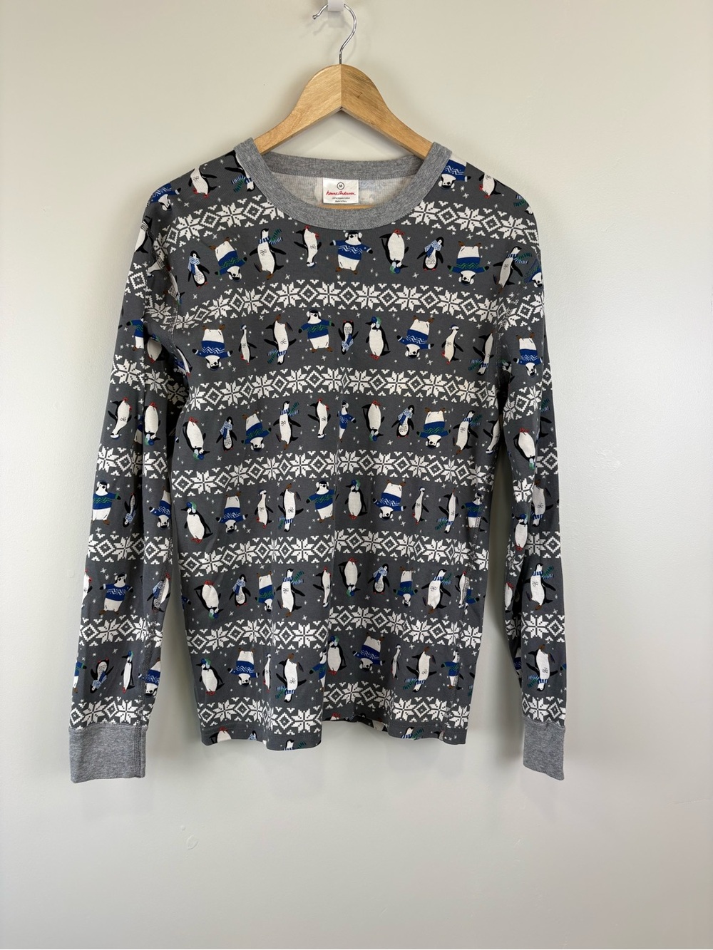 Hanna Andersson Unisex Adult Size Medium Long John Top Winter Penguins 48911